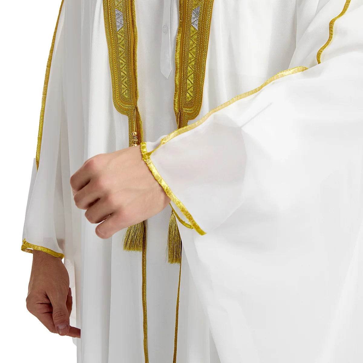 Islamic Clothing Men Robe Arabic Costumes Kaftan Muslim Man Moroccan Casual Long Dress Striped Middle East National Costume - AIAZ