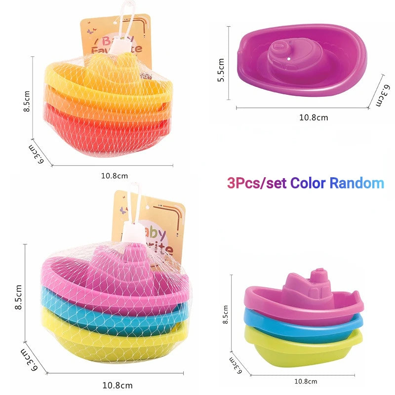 Baby Bath Toys Stacking Boat Toys Colorful Early Education Intelligence Gift Boat-shaped Stacked Cup Folding Tower Baby Toys
