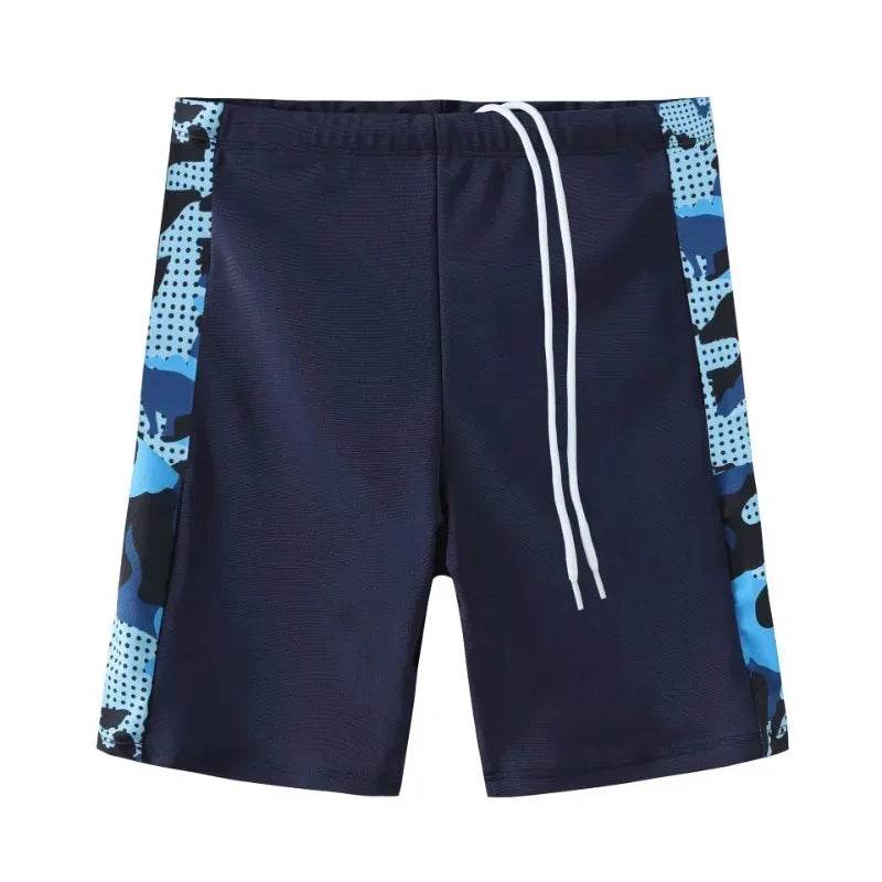 2-piece Set of Summer Children's Swim Trunks Swim Caps Boys' Swimwear Quick Drying Shorts Cartoon Print Beach Swimwear Ages 4-16 - AIAZ