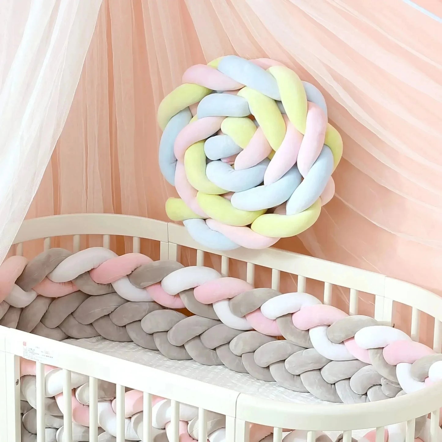Infant Bebe 1-4M Crib Protector Cot Bumper Bed Braid Knot Pillow Cushion 3 Shares Baby Room Deco Bedding Accessory