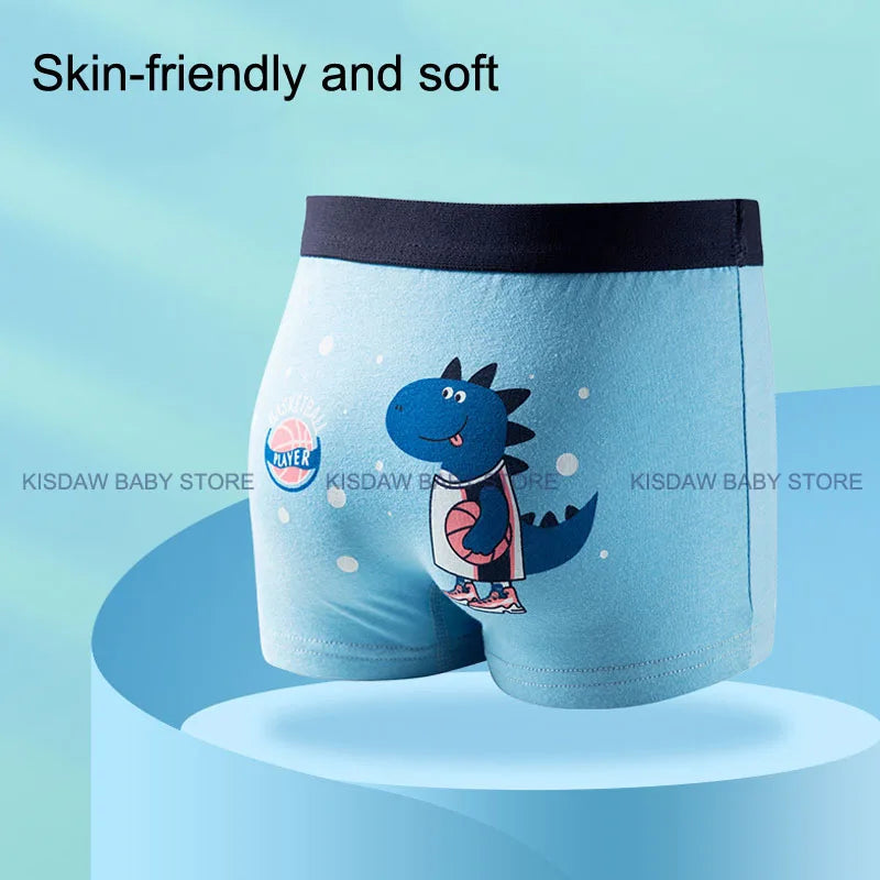4 Pcs/Lot Children's Underwear Boys Panties Underpants Dinosaurs Helicopters Cars Cotton Breathable Kids Shorts Boy Boxer Briefs
