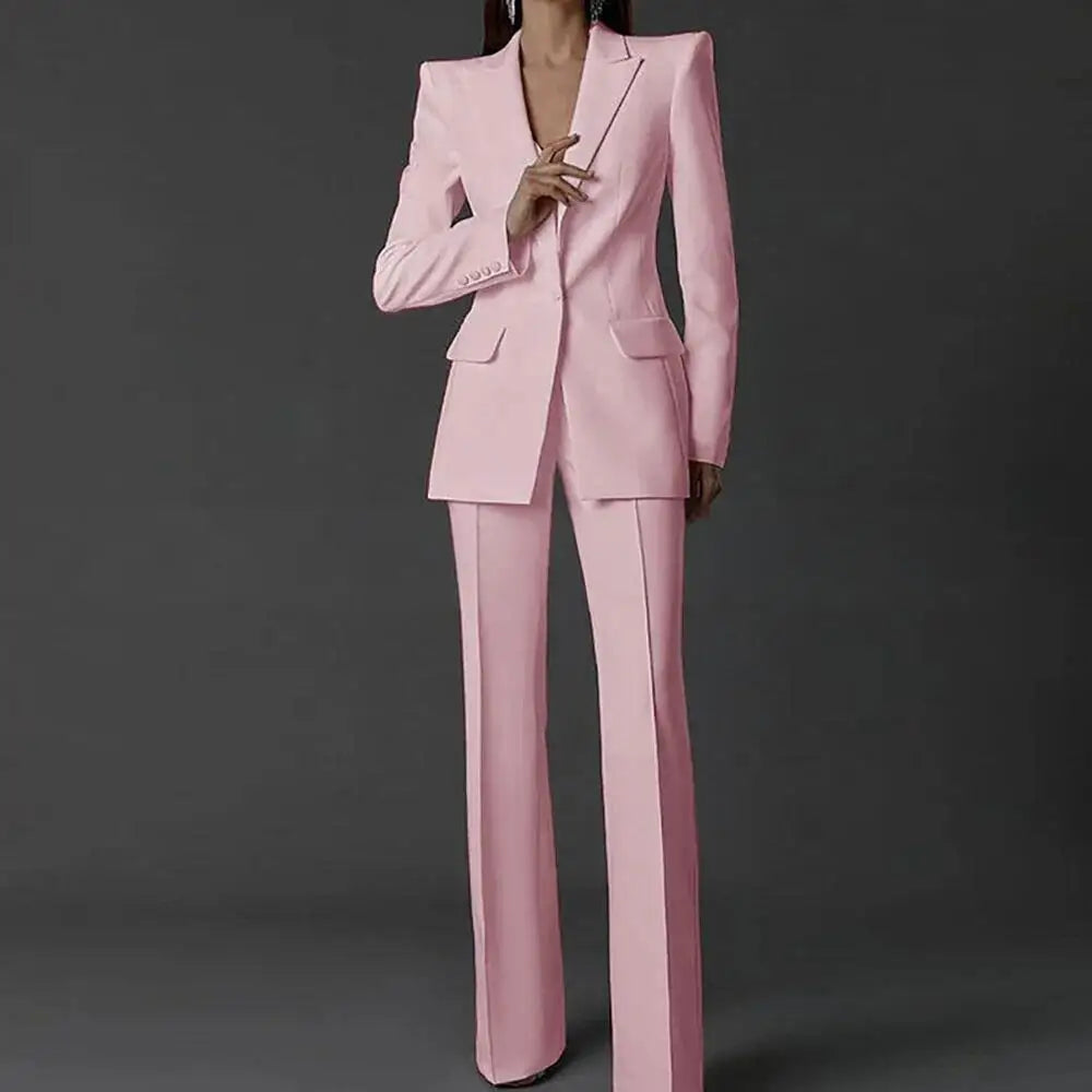 Women Pants Suits Long Sleeve Regular Fit Single Button 2 Piece Set for Party - Top Women's Fashion Choice