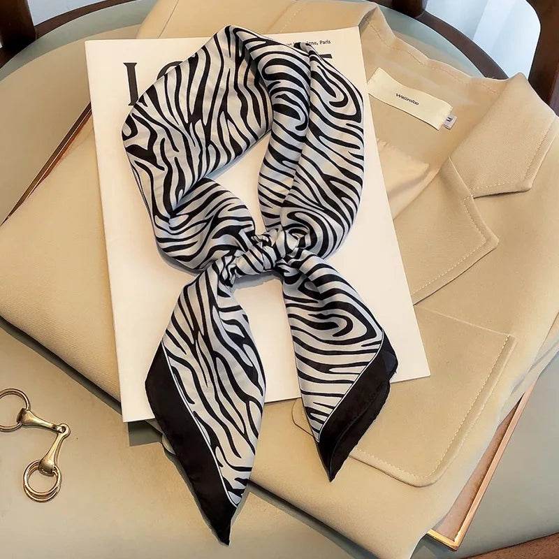 Luxury Chain Print Small Square Scarf Simulated Silk Thin Neck Scarf Fashion Sunscreen Headscarf For Women 70x70cm - AIAZ