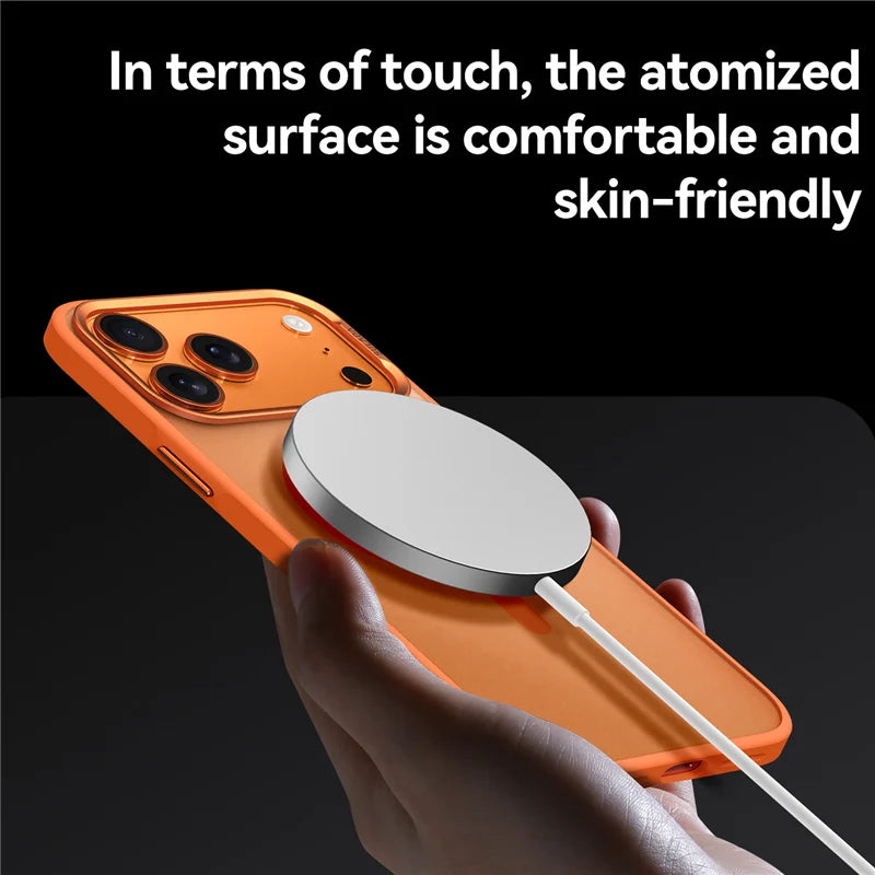 Luxury Alloy Lens Frame Matte Magsafe Case For iPhone 17 Air 17Pro 17Pro Max Translucent Hybrid Magnetic Shockproof Hard Cover