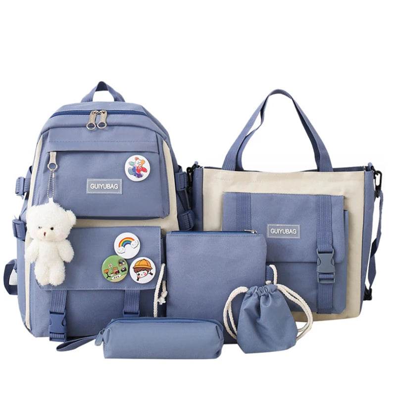 4 Pcs Set Backpack College School Bag For Girls Boys School Bag Best High Quality School Students Schoolbags 4 Pc Backpack - AIAZ
