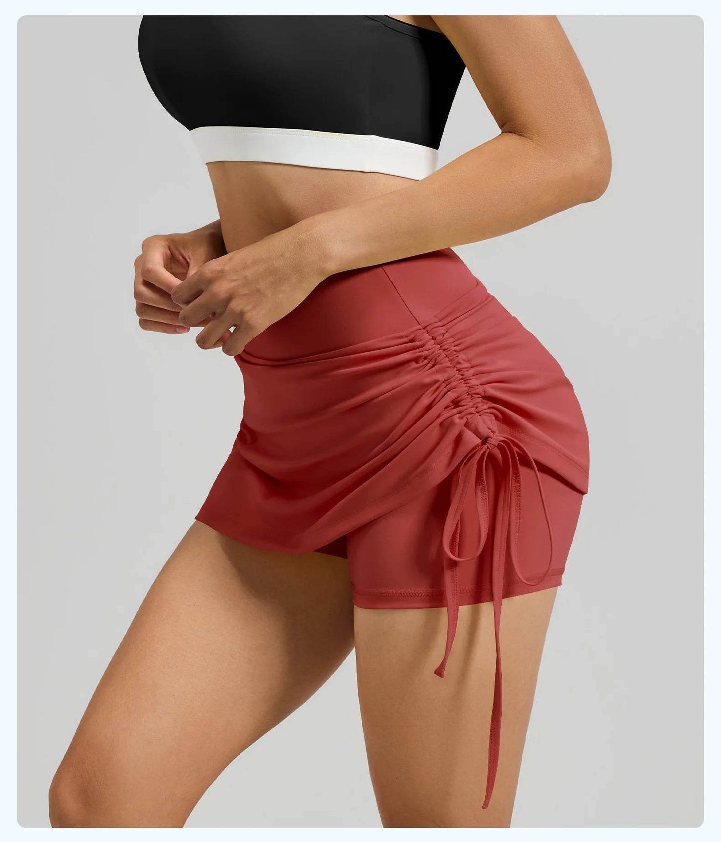 Shirring Sports Skirts with Safety Trousers for Women High Elastic Fashion Casual Fitness Skirts Fake Two Pieces Yoga Skirts - AIAZ