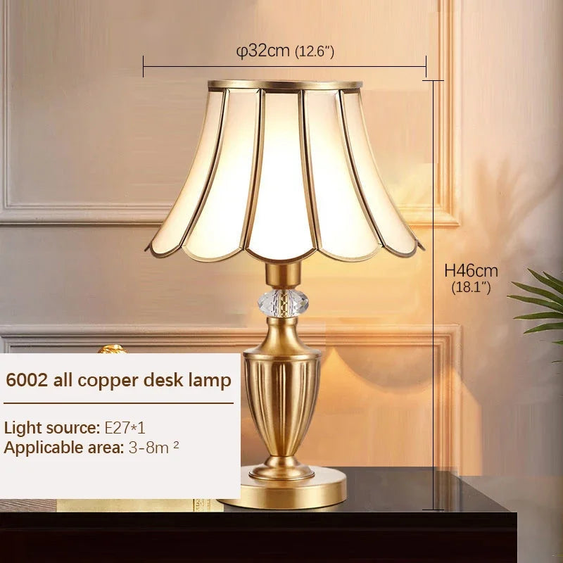 TEMAR Brass Table Lights  Modern European Creative Luxury Glass Copper Desk Lamp For Home Living Room Study Bedroom LED lamp