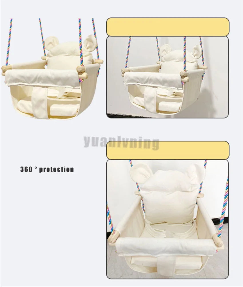 Kids Swing Portable Ceiling Suspended Chair With Seat Cushion Kids Baby Children's  Hammock with Safety Belt For Kids Babies