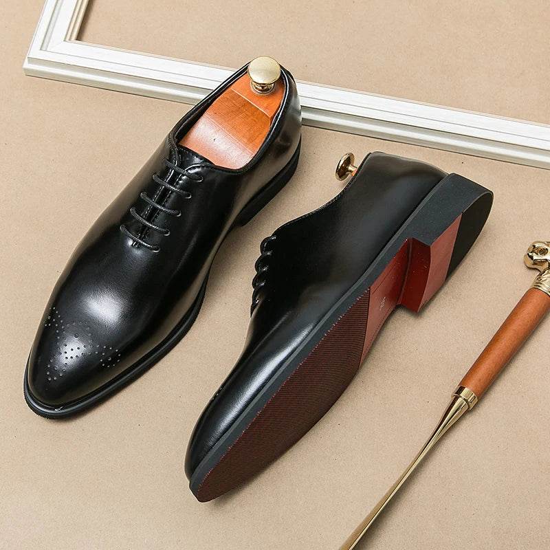 Classic Brand Pointed Banquet Dress Shoes Brown High-end Men's Business Shoes Men's Commuting Daily Casual Shoes Flat Bottomed - AIAZ