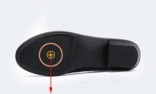 GKTINOO Black Leather Women's Work Shoes Pumps Thick Heels Round Head Shoes Soft Sole Professional Non-slip Hotel Work Shoes