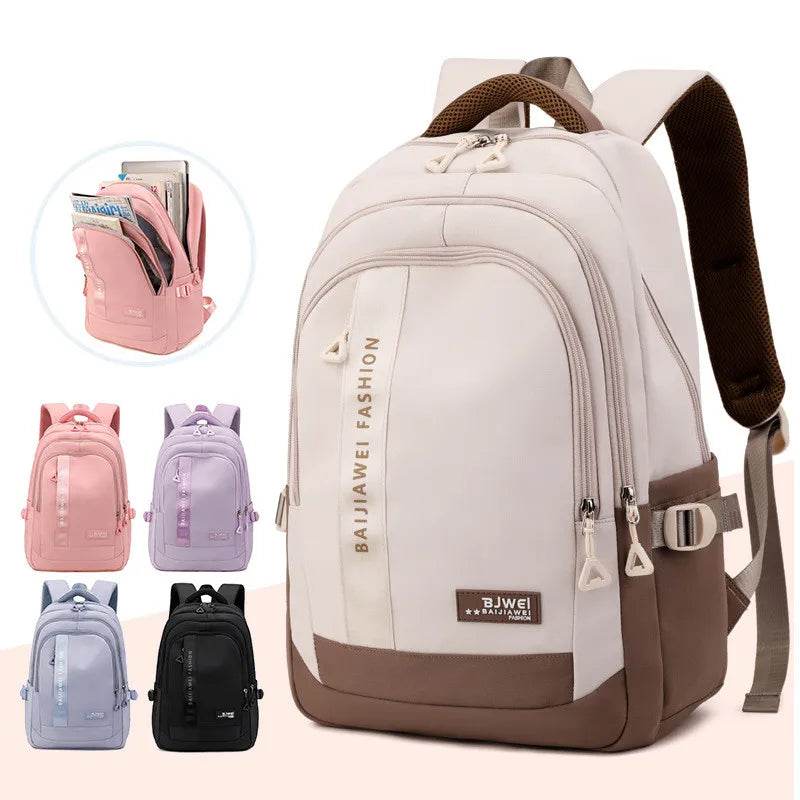 BAIJIAWEI brand college and high school student school backpacks Nylon orthopedic school bags reduces the burden girls schoolbag - AIAZ
