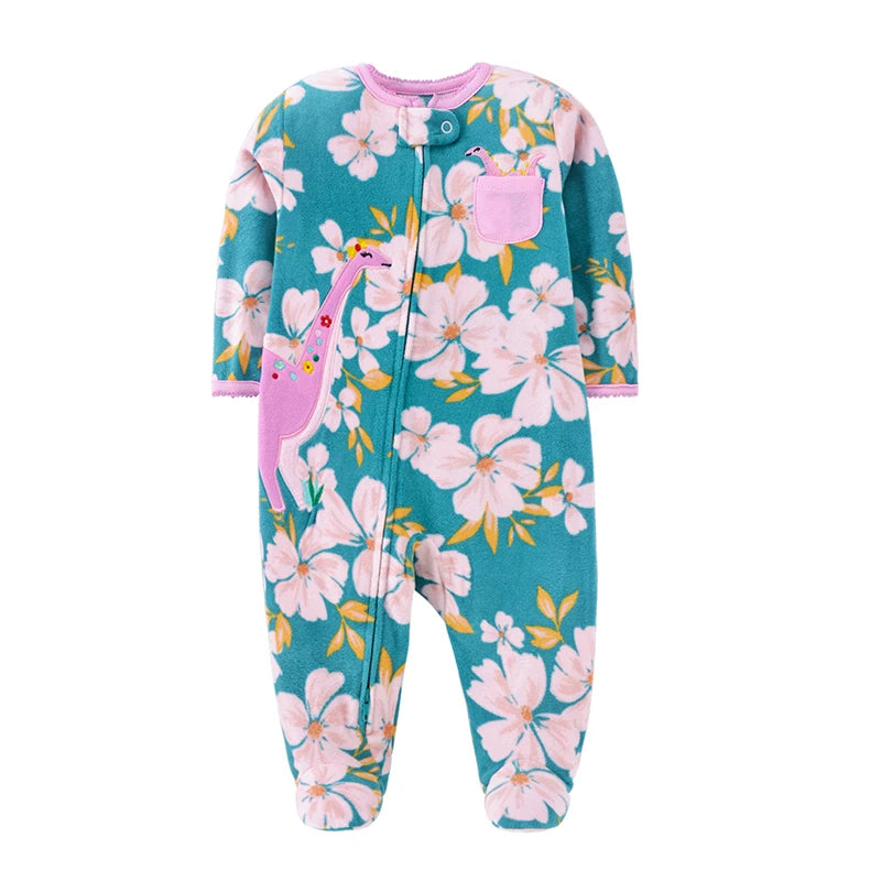 Winter Baby Boy Girl Rompers Clothes Zipper Fleece Autumn Warm Newborn Infants Pajamas Outfit Animal Jumpsuit Clothing 0 -12 M