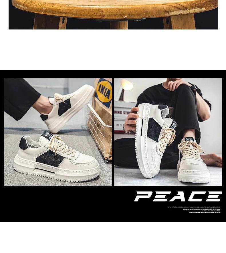 Men's Casual Shoes 2025 New Fashion Platform Shoes Outdoor Casual Sneakers Men Street Skate Shoe Lace-up Shoes Zapatillas Hombre - AIAZ