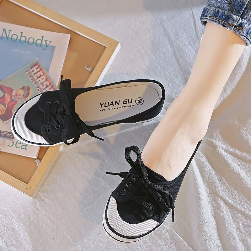 Shoes For Women Flat Canvas Lace Up Woman Footwear White Comfortable And Elegant Stylish Low Price Daily Routine 39 Sale A
