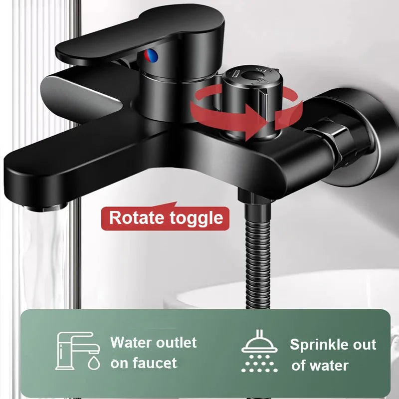 Black/Silver Bathroom Shower Faucet Mixing Valve Shower Shower Set Bathtub Mixing Switch Triple Hot and Cold Faucet