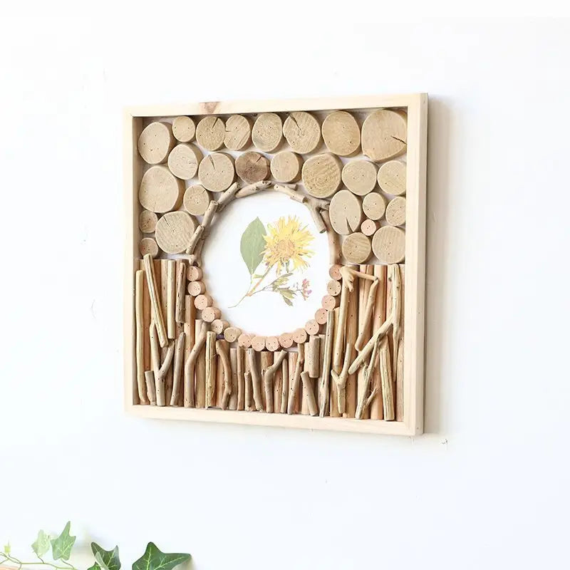 52x52cm 3D Flower & Wheat Field Building Blocks Wall Art - simple Creative Room Decor Aesthetic for Dining Room & Living Room