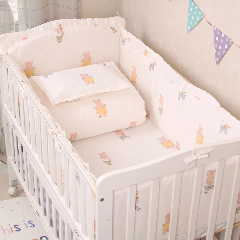 6/9pcs Elephant Baby Bedding Set Cotton Bedroom Decor Baby Girl Boy Crib Bed Linens Bed Bumper 120*60/120*70cm