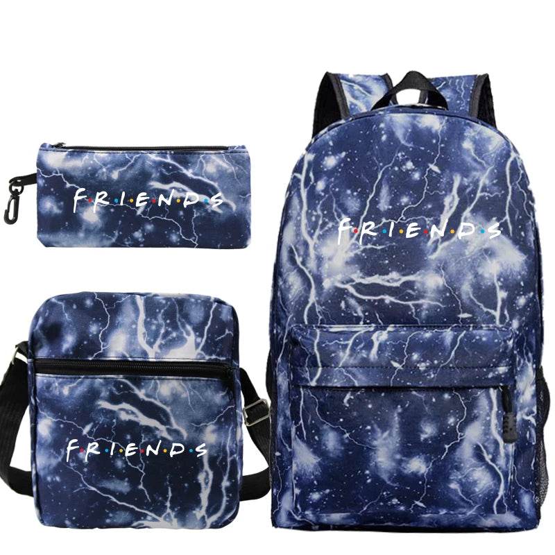 3 Pcs Set Backpack Girls Boys Mujer TV Friends Print Backpacks Fashion School Bags Teenage Friends Knapsack Children Book Bags - AIAZ