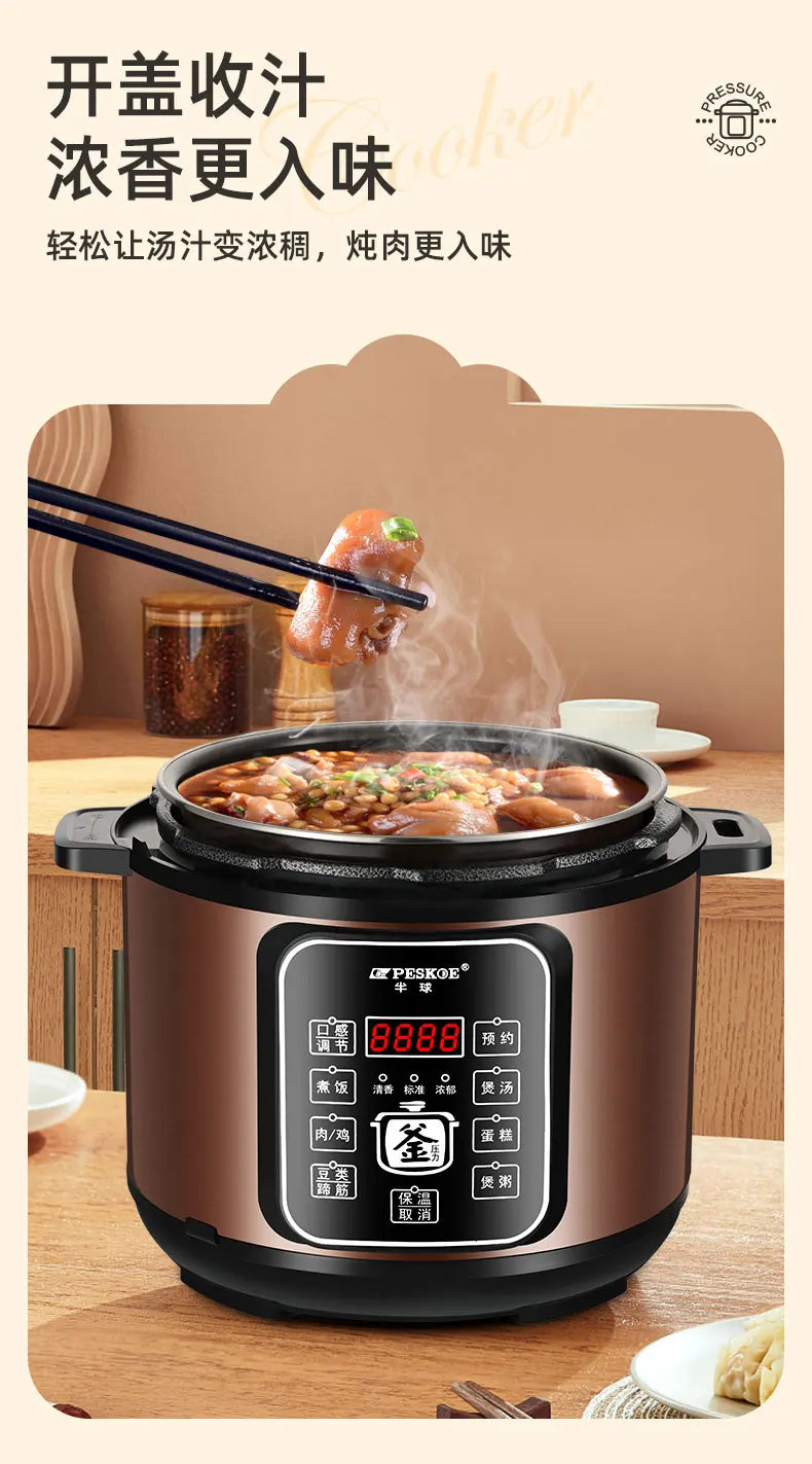 ‌6L Dual Stainless Steel Pot Electric Cooker,Multifunctional Digital Pressure Cooker,Smart Rice Steamer 5L Capacity Cooking Pot