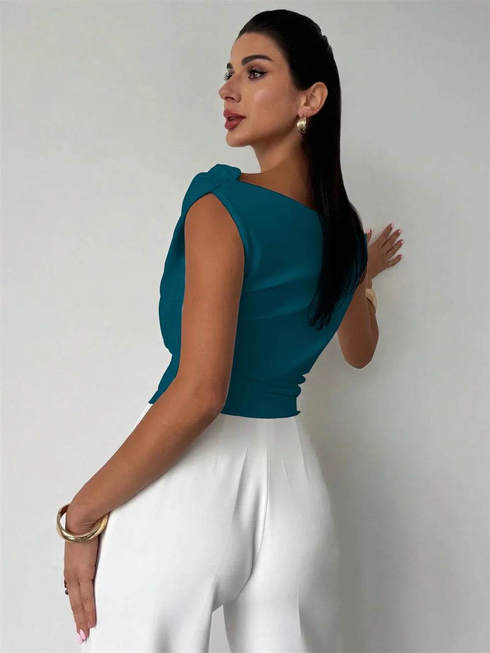 Fashion Tops Tee Woman Solid Sleeveless Shirts Ladies Camisas Mujer Summer Casual Sexy Blouse Shirt Women Clothing Blusas - AIAZ