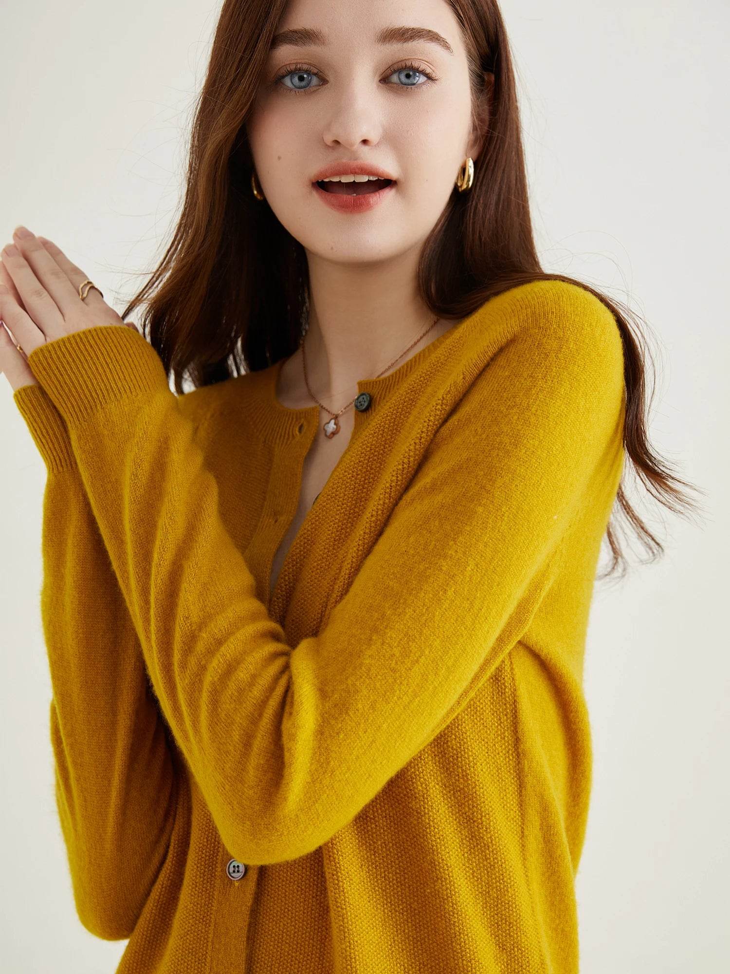 Knit Cardigan for Women Sweater Woman Long Sleeve Top 100% Wool Cardigans Sweaters Vintage Coat Knitwears Jacket Female Clothing - AIAZ