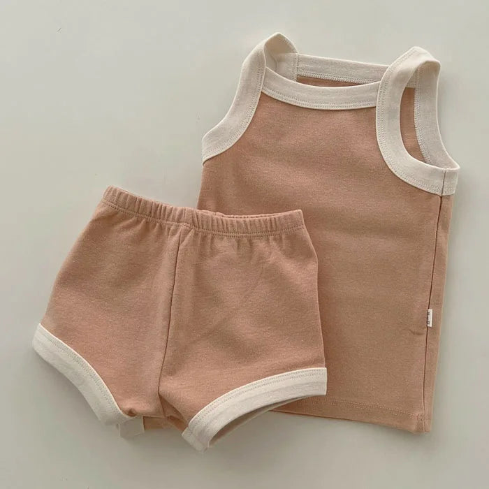 2025 New Baby Sleeveless Clothes Set Boy Girl Summer Thin Cotton Vest + Shorts 2pcs Suit Infant Outfits Toddler Breathable Set