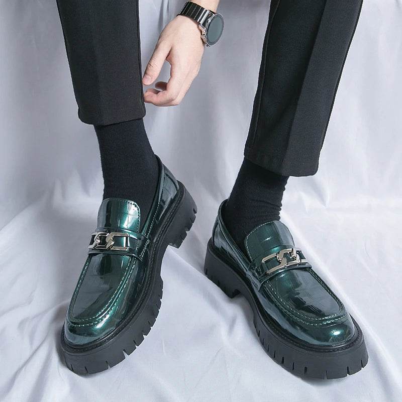 Platform New Men's Dress Leather Shoes High Classic Comfortable Pointed Toe Lace-up Business Shoes Fashion Casual Wedding Party - AIAZ