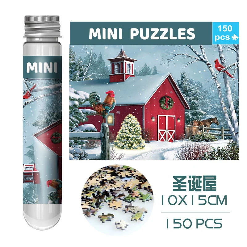 150PCS Mini Test Tube Jigsaw Puzzle Decompression Toys Fidget Toys Famous Painting Puzzle for Aldult Family Game Educational Toy