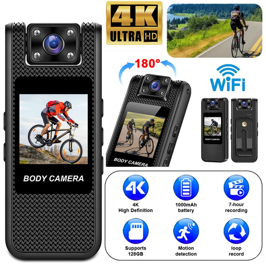 Portable 4K Mini Camera Digital Video Recorder With WiFi Worn Police Small Body Cam Infrared Night Vision Sports DV Camcorders