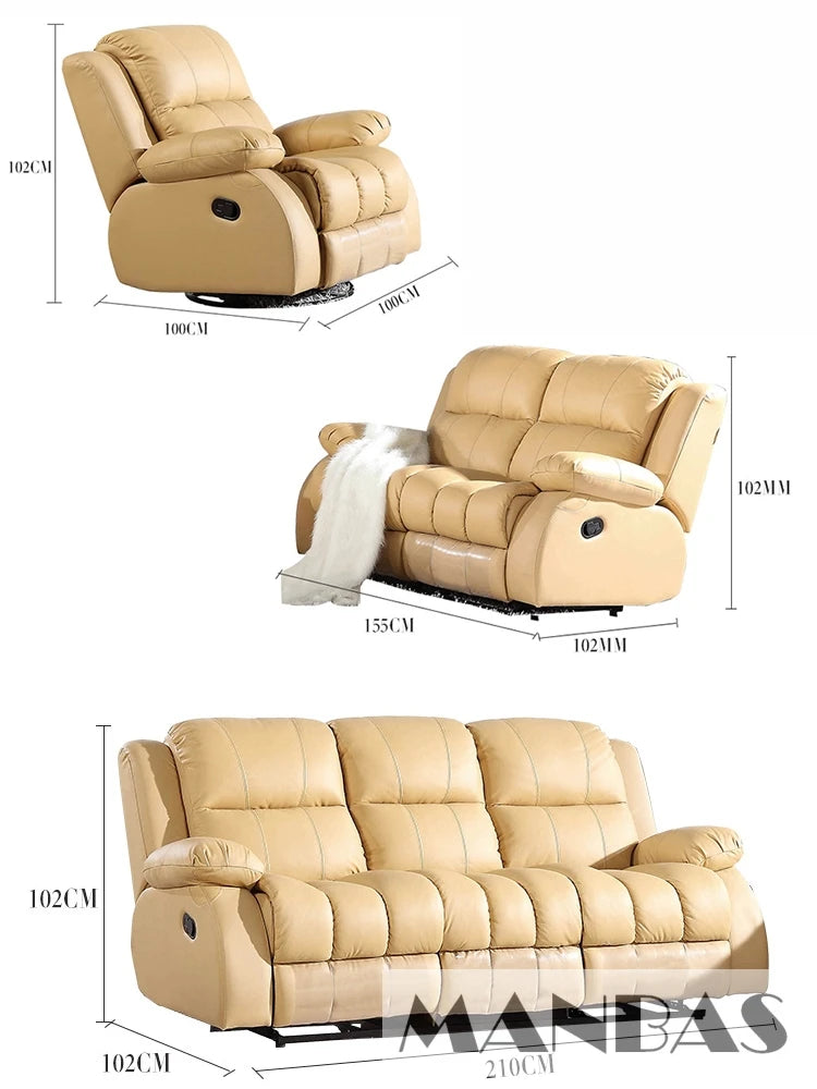MINGDIBAO Manual / Electric Recliner Sofa Genuine Leather Couch for Livingroom Theater Seat Cinema Recliner Multifunctional Sofa