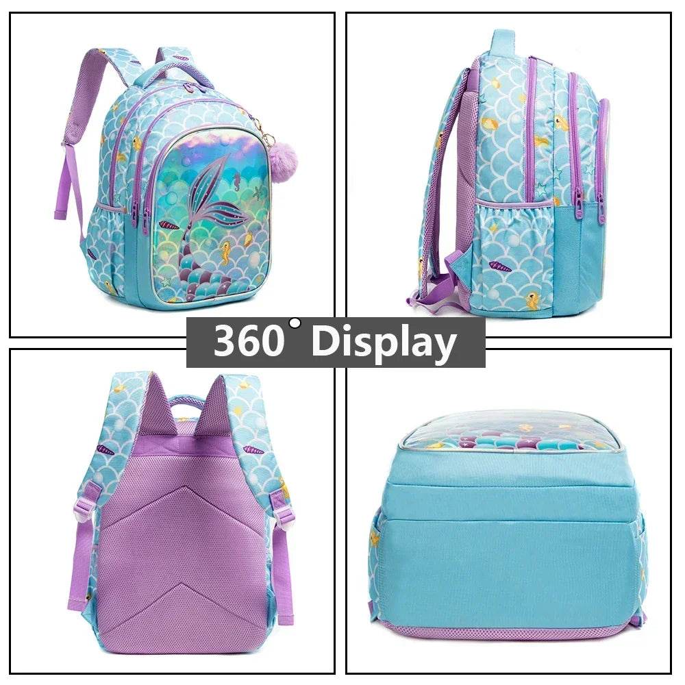 Drop Shipping Backpack Set for Teenagers Waterproof School Bags for Girls Backpack Mermaid Cartoon Bag Kids School Bags Supplies - AIAZ