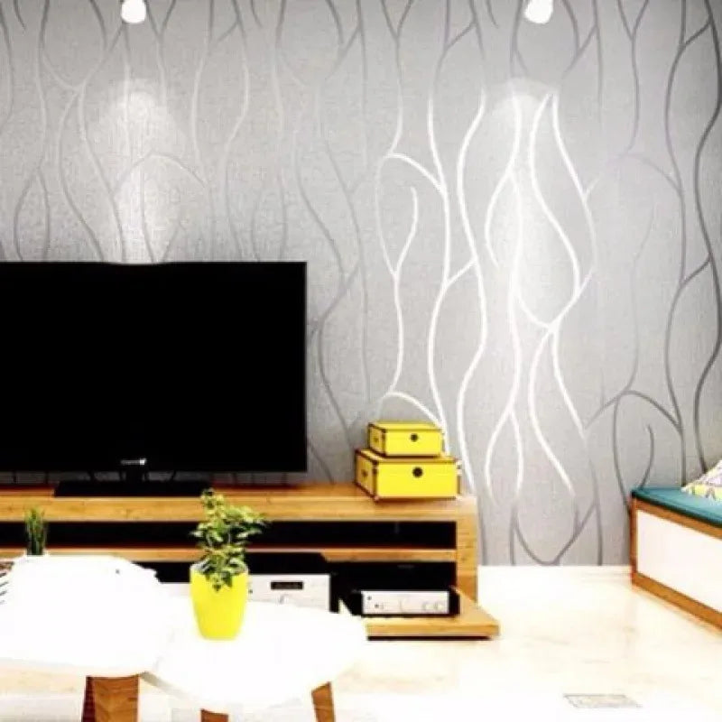 53cm European style 3D non-woven fabric wall sticker for moisture-proof curved stripe background wall sticker in living room