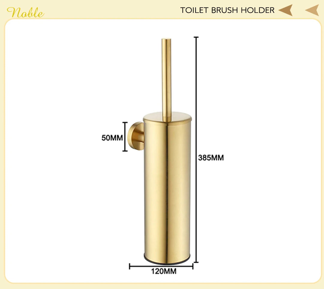 Brushed Gold Stainless Steel Wall Mount Towel Bar Towel Ring Paper Holder Bathrobe Hook Toilet Brush Bathroom Accessories