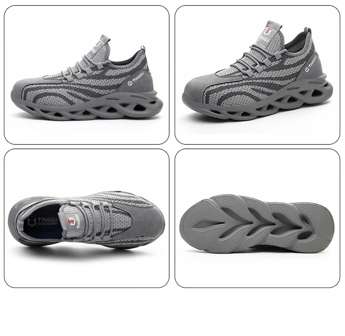Men's safety shoes are anti impact, anti puncture, soft, comfortable, breathable, anti slip, and wear-resistant work shoes - AIAZ