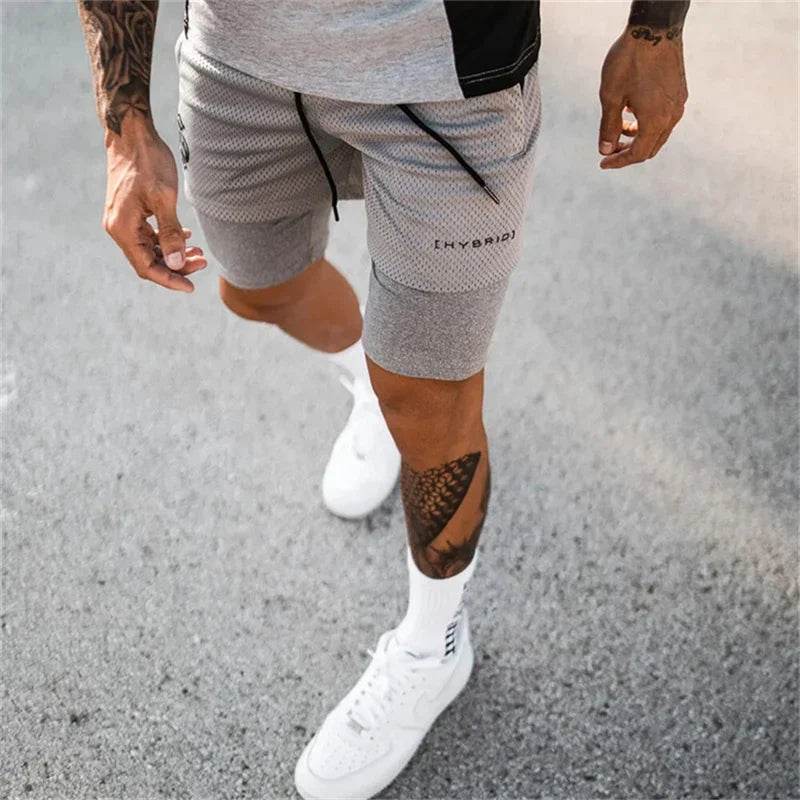 2025 summer mesh Sports Shorts Men Double-deck Jogging Running Shorts Men 2 IN 1 Mens GYM Shorts Fitness Workout Short Pants Man - AIAZ