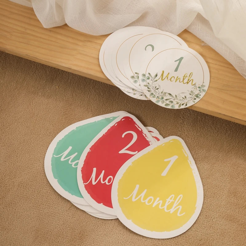 Newborn Milestone Cards Paper Number Monthly Memorial Milestone Photo Cards Commemorative Baby Birth Baby Photography Props