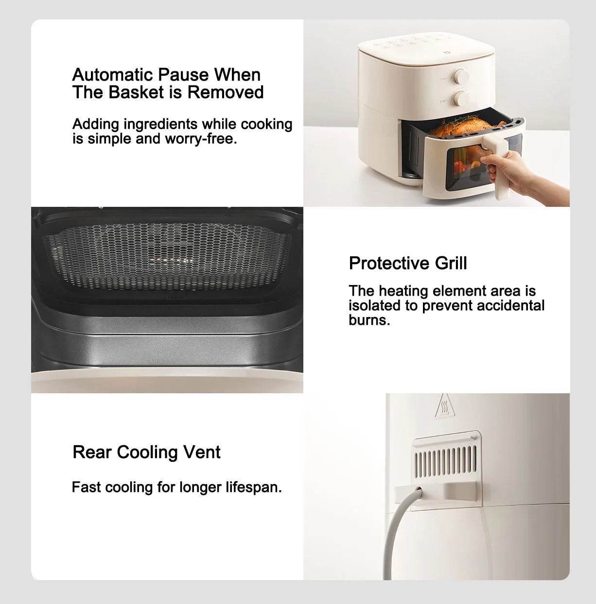 New Xiaomi Mijia Air Fryer N1 5L Household Low Oil And Light Fat No Flipping Required Smokeless Kitchen Electric Hot Fryer Oven - AIAZ