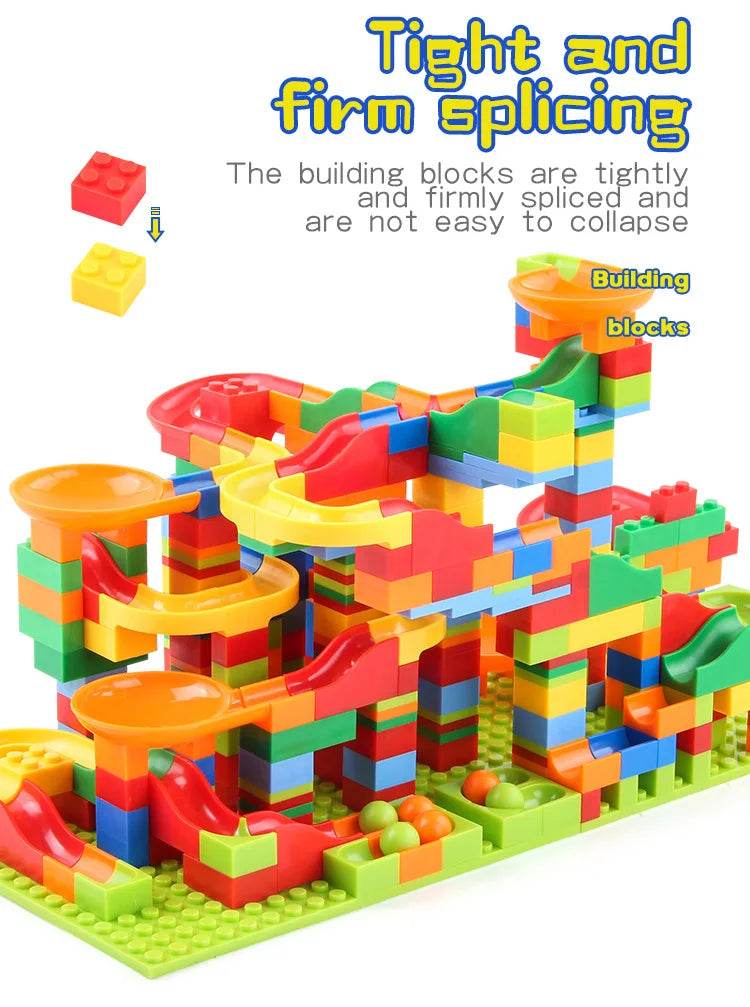 Marble Race Run Block Small Size Building Blocks Maze Ball Funnel Slide Blocks DIY Creative Bricks Assemble Toys Bulk Model Toys - AIAZ