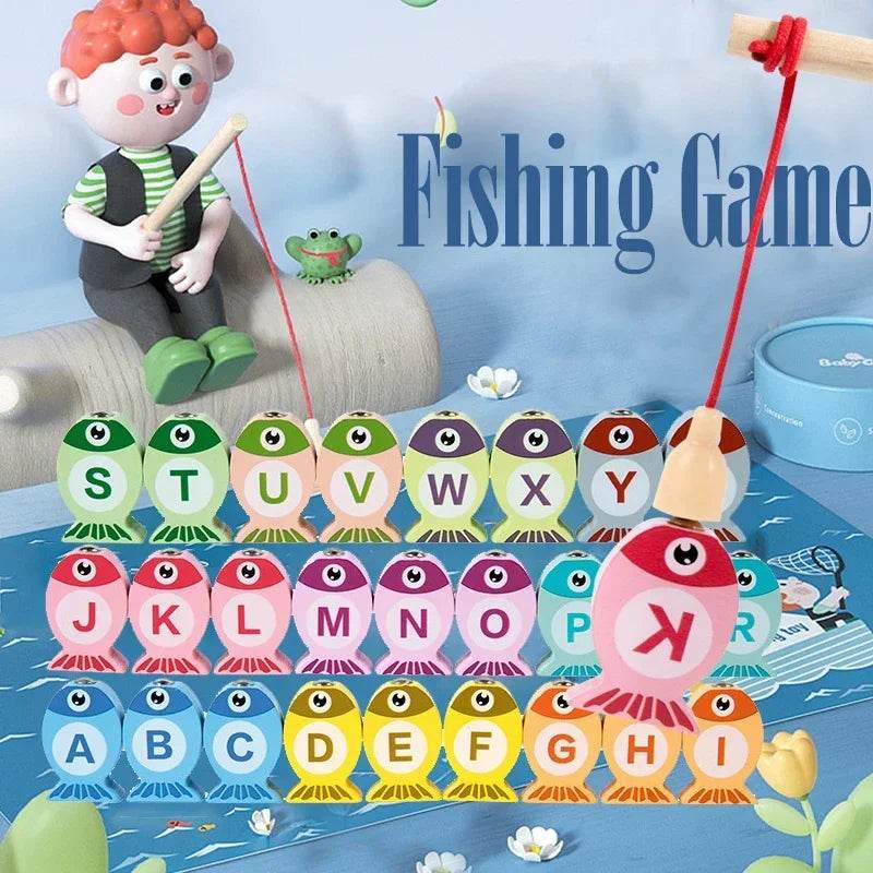 Kids Wooden Fishing Game Toys Gifts Early Education Alphabet Numeric Cognitive Toys Children Interactive Games Toys for Gifts - AIAZ