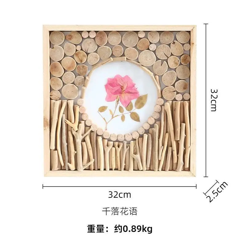 52x52cm 3D Flower & Wheat Field Building Blocks Wall Art - simple Creative Room Decor Aesthetic for Dining Room & Living Room