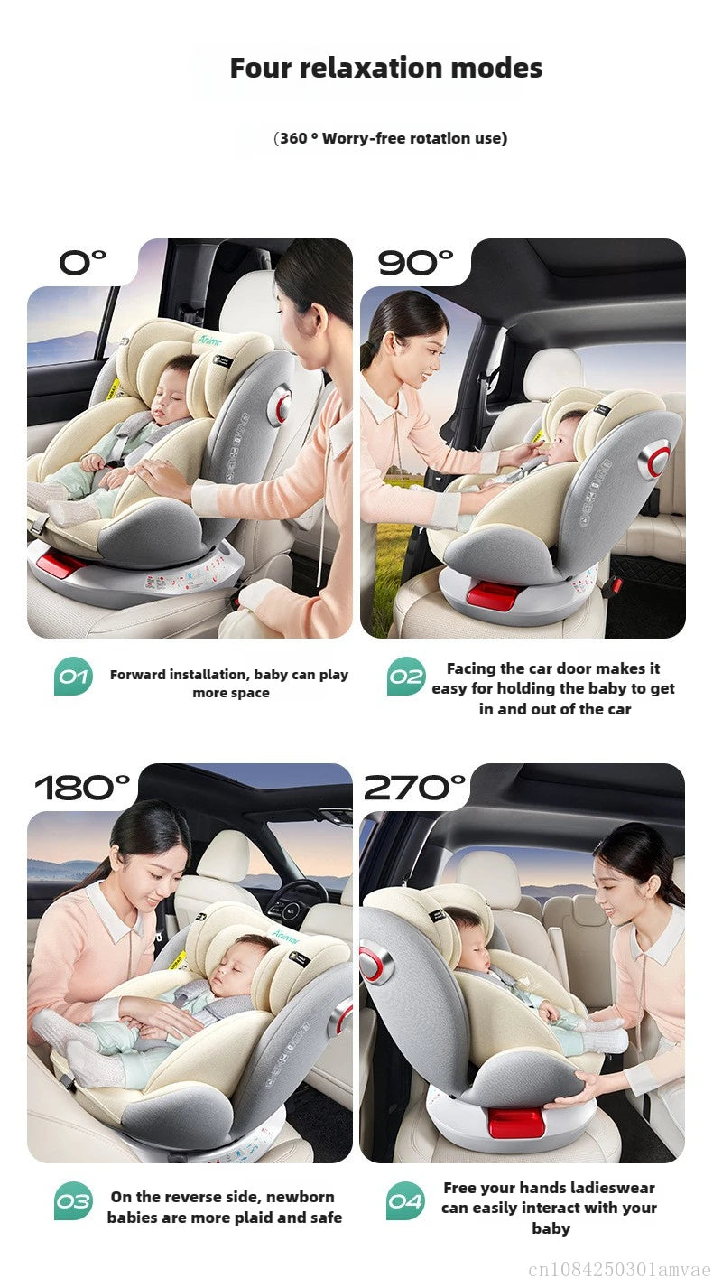Universal 360° rotation Child Car Safety Seats baby car seat sit chair for 0-12 years old ISOFIX steel interface for newborn