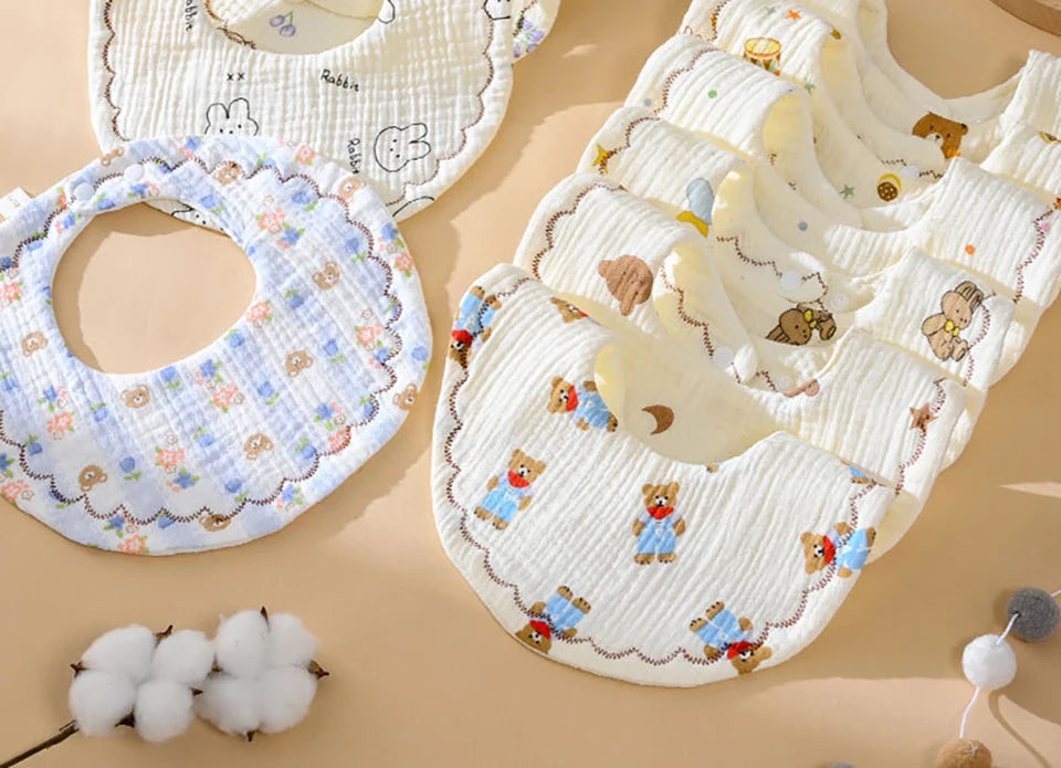 Pure Cotton Baby Bib A-Class Cotton Gauze Children's Bib Soft Six-Layer Gauze Newborn Spit Cloth