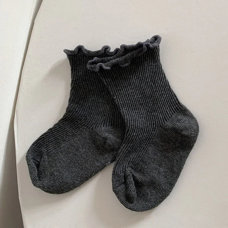 Newborn Cute Ruffle Lace Cuff Socks Infant Baby Girls Ankle Socks Spring Autumn Children Kids Soft Warm Ribbed Cotton Floor Sock