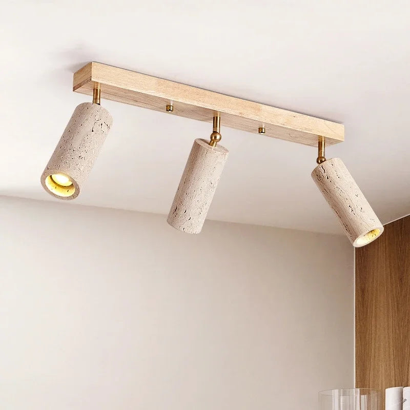 Stone Ceiling Lamp Spot light Angle Adjustable Rectangle Wood Base