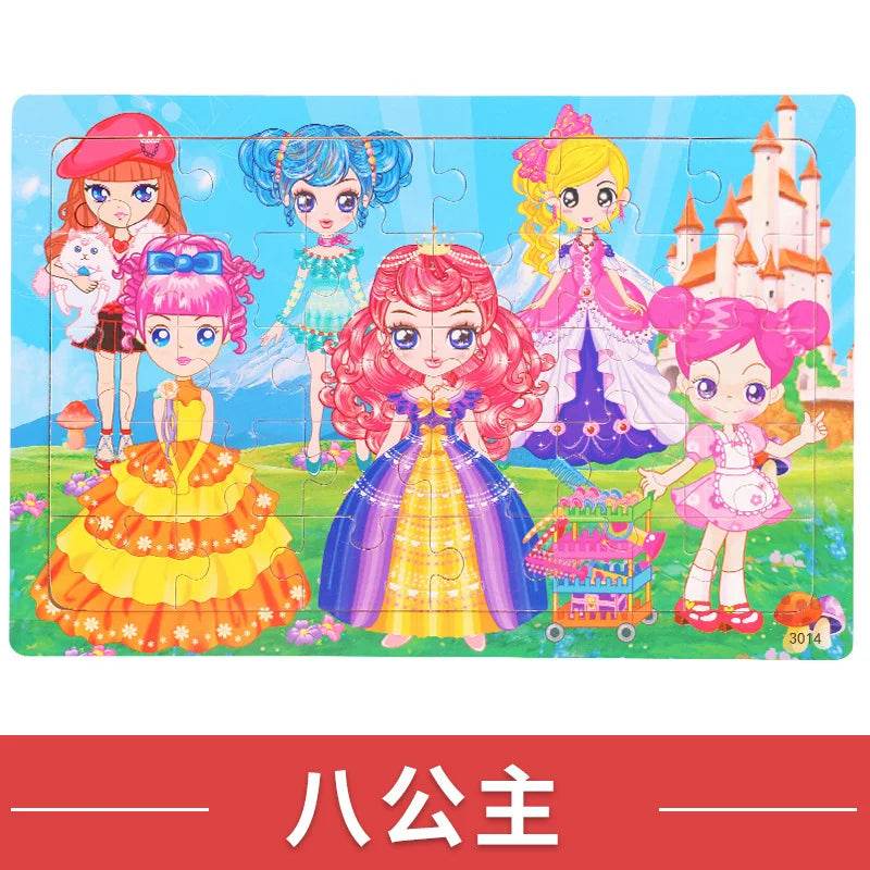 NEW Wooden 30pcs Puzzles Children Animal Dinosaur Cartoon Plane Puzzle Baby Early Education and Intellectual Building Block Toys - AIAZ