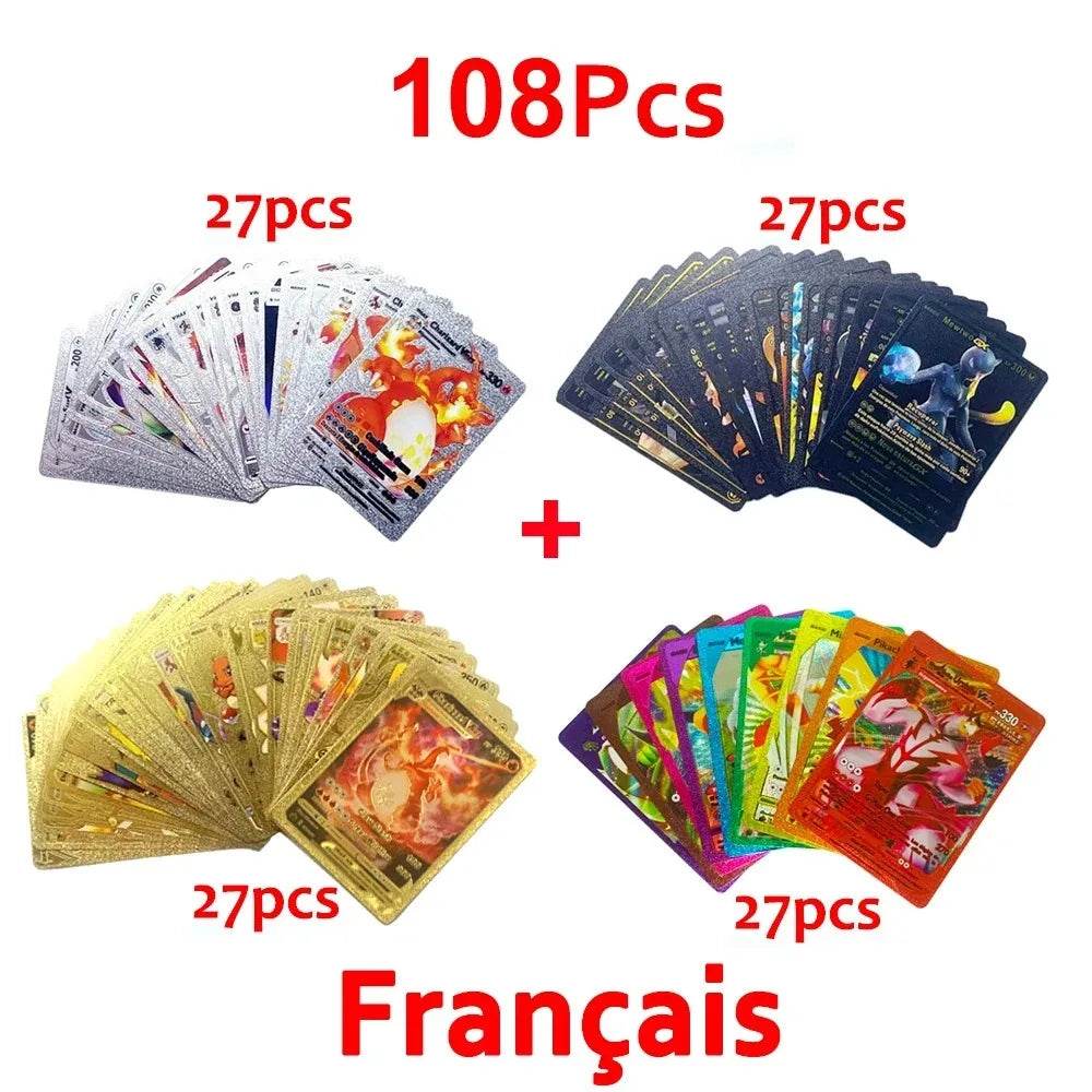 Pokemon Cards Vmax GX Gold Foil Flash Card English Spanish Colorful Pikachu Charizard French German Game Battle Collection Cards - AIAZ