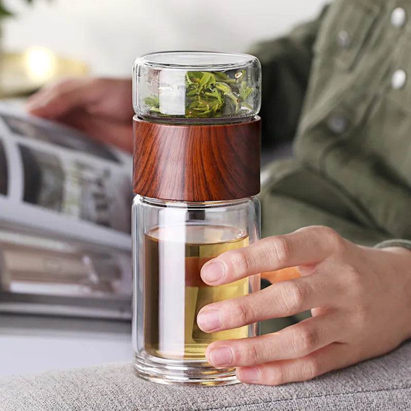 High Quality Double Glass Water Bottle With Case Tea Drink Bottle Infuser Tumbler Drinkware Waterbottle Eco-Friendly - AIAZ