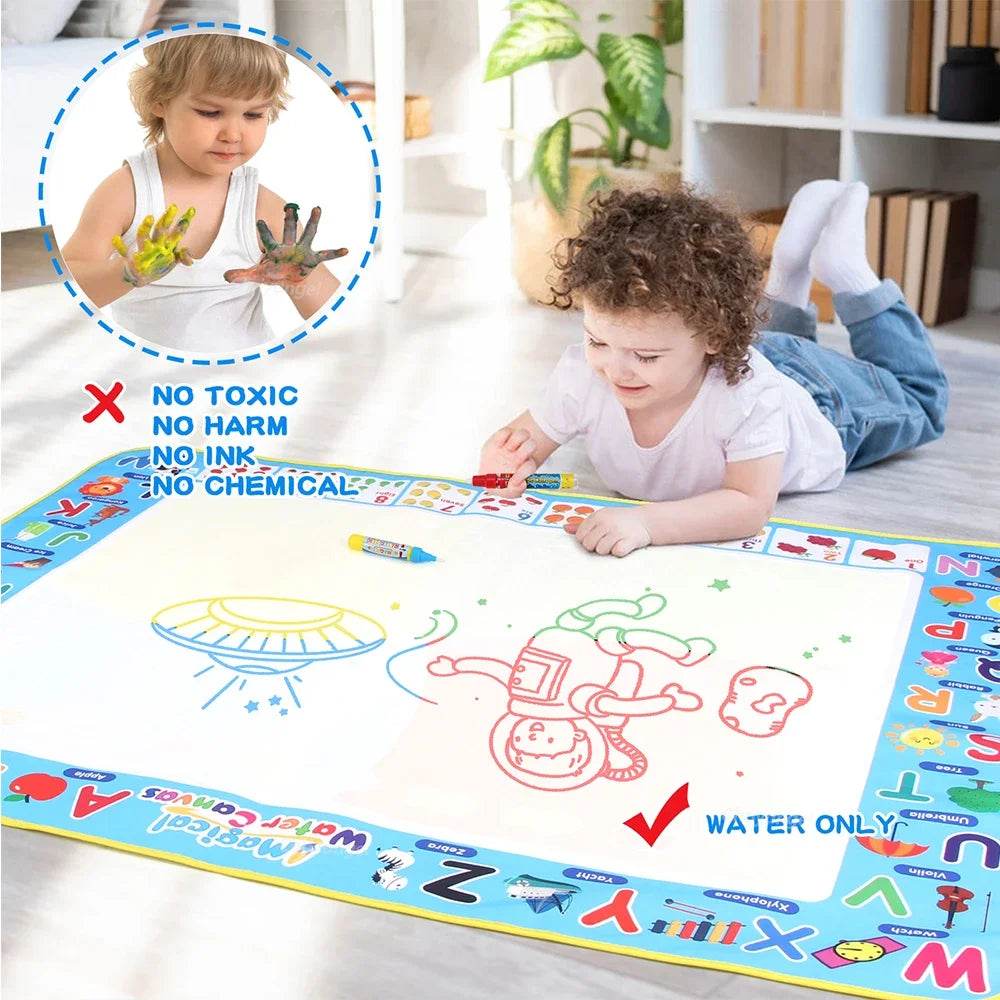 100x80CM Magic Water Drawing Mat with Reusable Magic Pens Doodle Montessori Painting Board Educational Toys Kids Gifts 39X31in - AIAZ