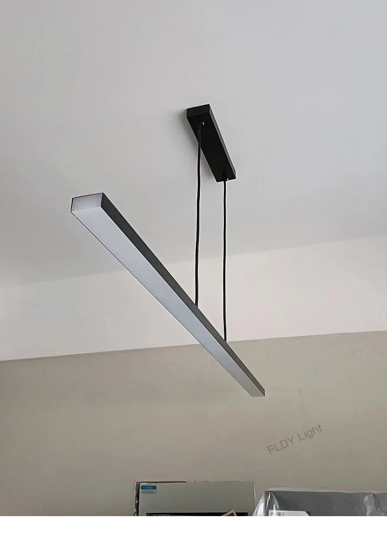 Long strip restaurant chandelier simple modern one-line minimalist ultra-thin bar desk chandelier designer dining table chandeli
