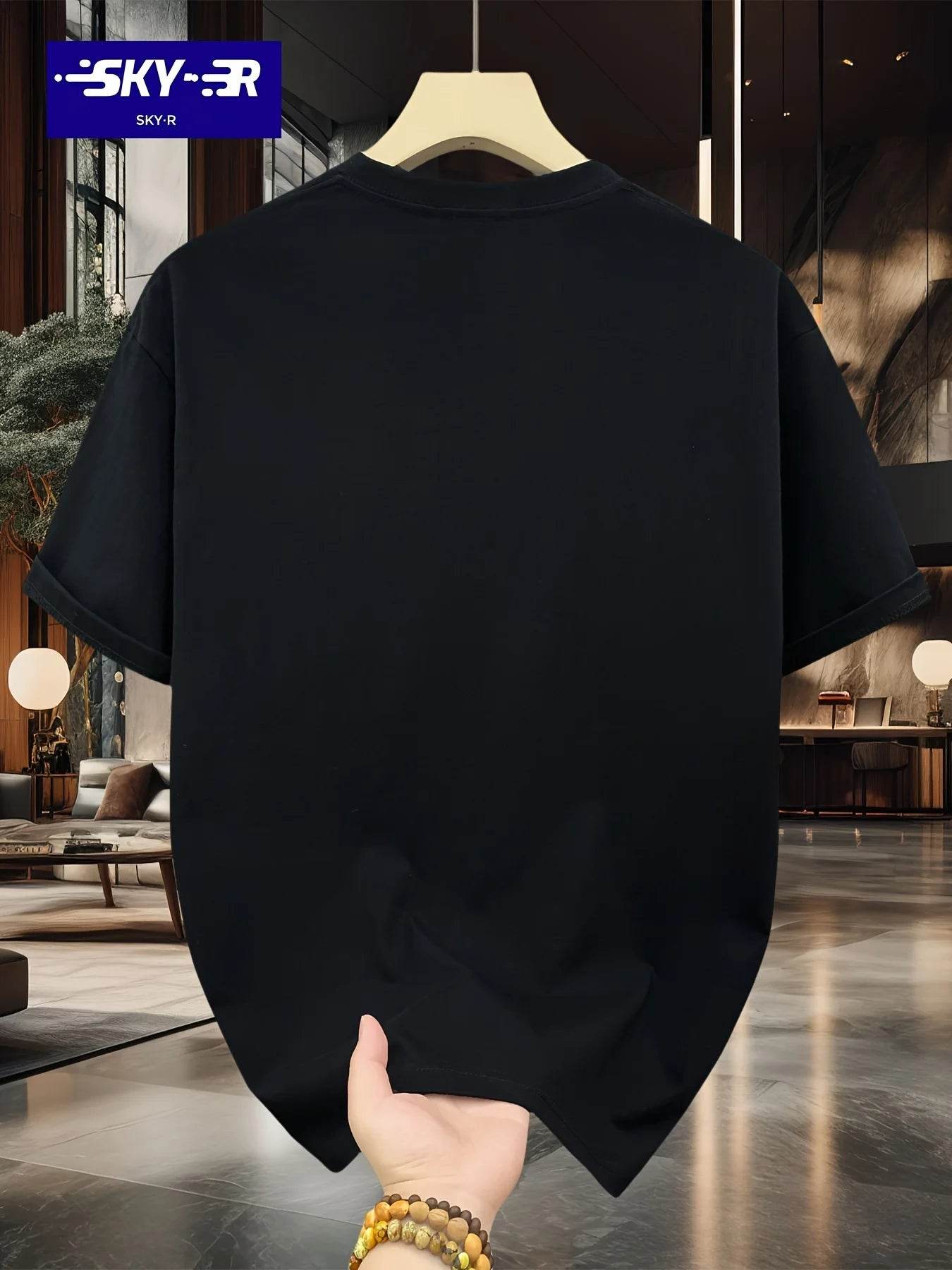 Summer Men's 100% Cotton Casual Sports Loose Large Size Letter Pattern Printed Comfortable Round Neck Short Sleeve T-shirt Top - AIAZ